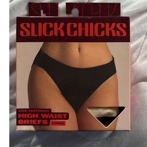 Slick Chicks High Waist Briefs 2-Pack Side-Fastening Underwear, Size L